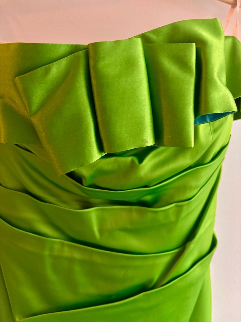 Phoebe Couture Strapless Satin Dress in Vibrant Green